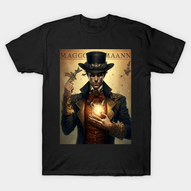 Steampunk Magician Tarot Card T-Shirt by Obotan Mmienu